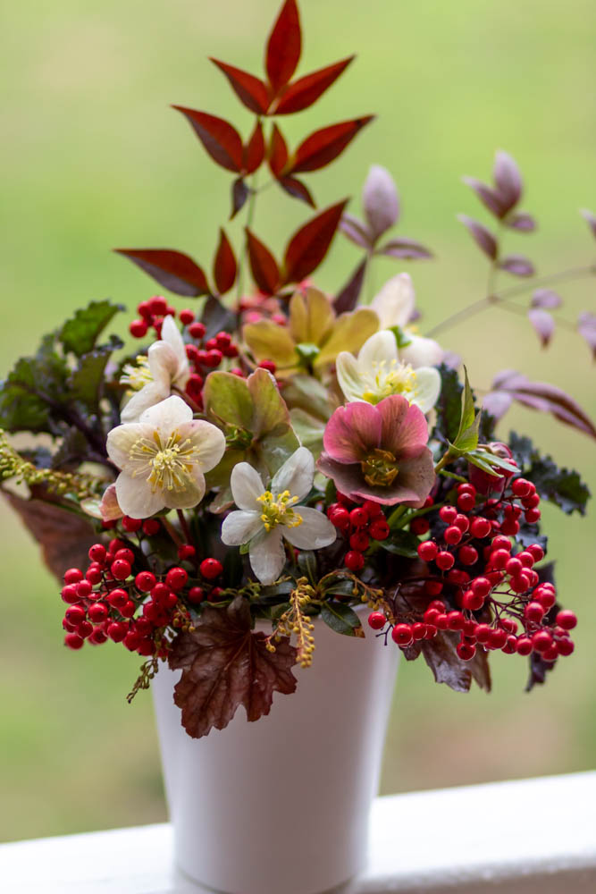 A Year in Flowers Rose and Plum Posy seasonal arrangement 